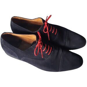 Paul Smith SZ 42 Blue Suede Lace Up Low Top Almond Toe Derby